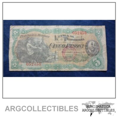 ARGENTINA Billete 5 Pesos, Pick S2088A VF 1914 (Mendoza)