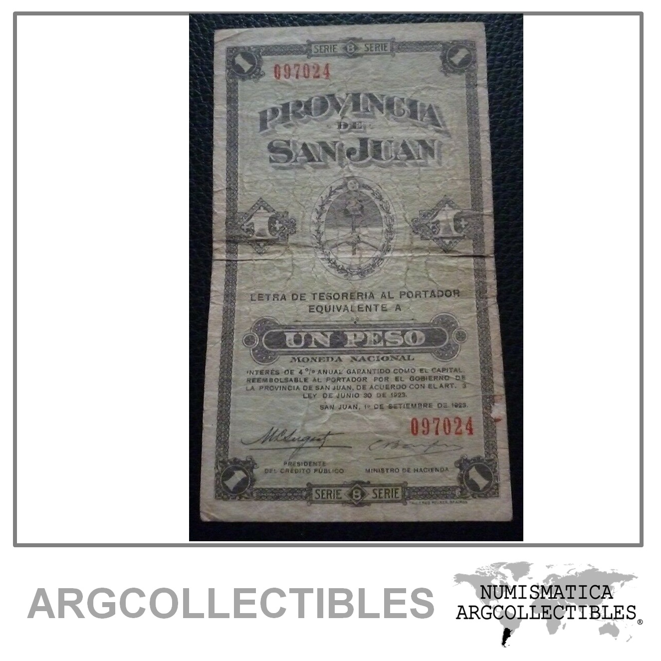 ARGENTINA Billete 1 Peso, P.S2185 F+ 1923 (San Juan)