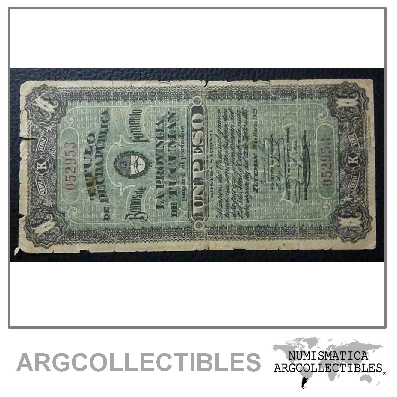 ARGENTINA Billete 1 Peso, Pick S2247(?) GOOD 1923 (Tucuman)