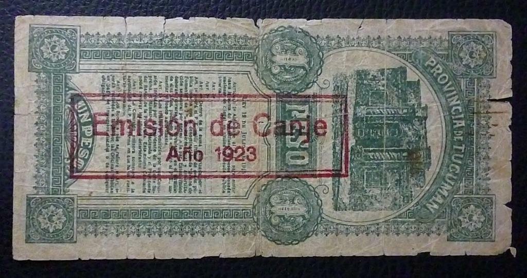 ARGENTINA Billete 1 Peso, Pick S2247(?) GOOD 1923 (Tucuman) - Imagen 2