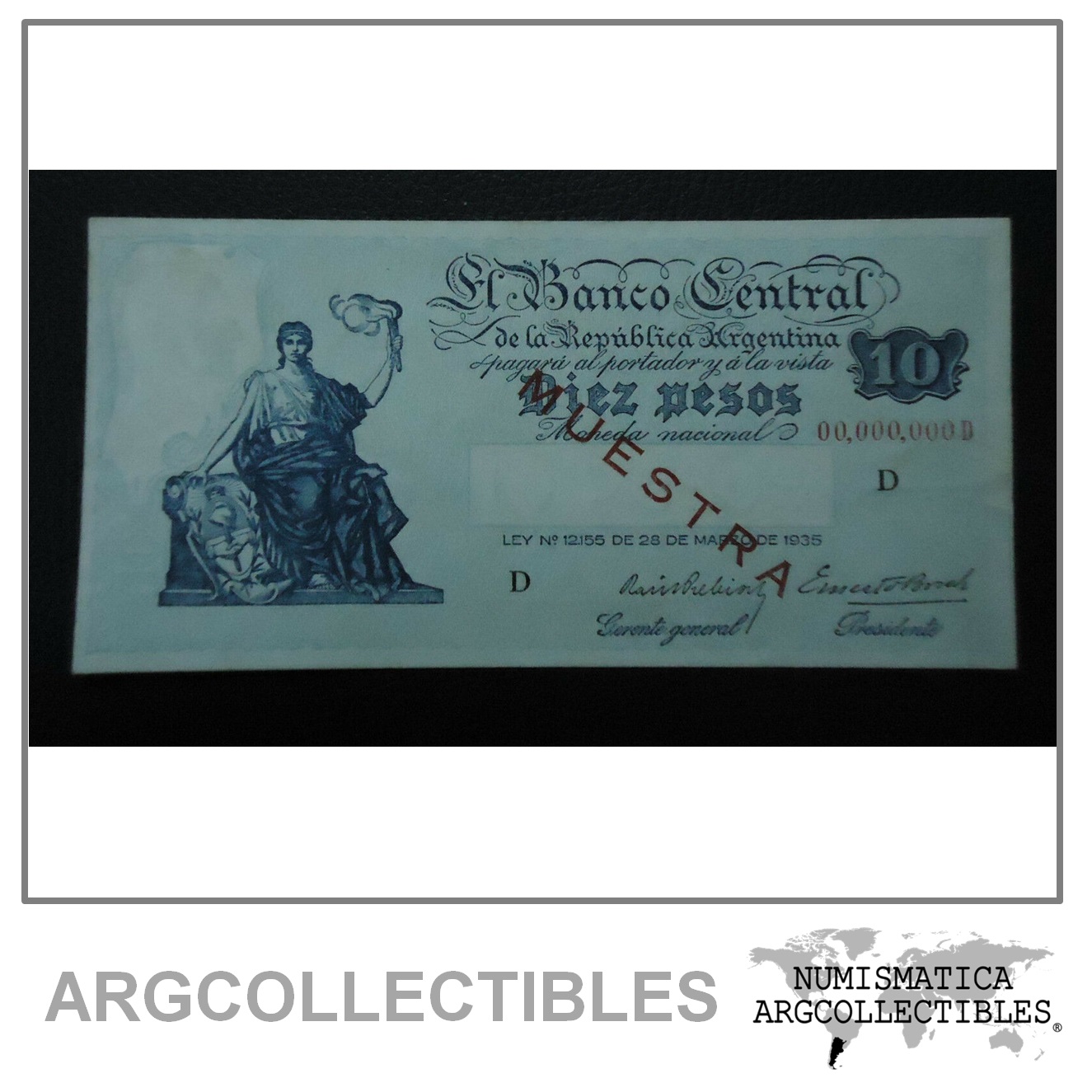 ARGENTINA Billete 10 Pesos, Pick 253 AU 1936-1946 - Especimen