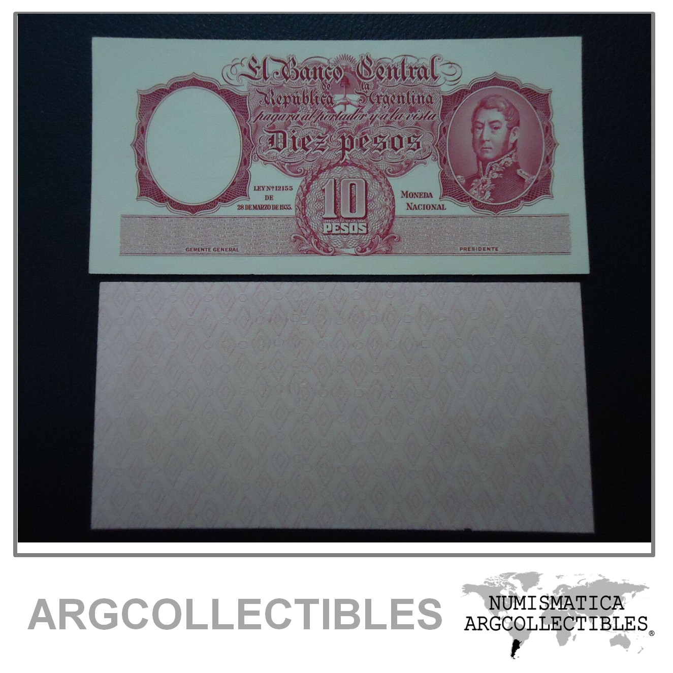 ARGENTINA Billete 10 Pesos, Pick 265 1942 UNC - Proof