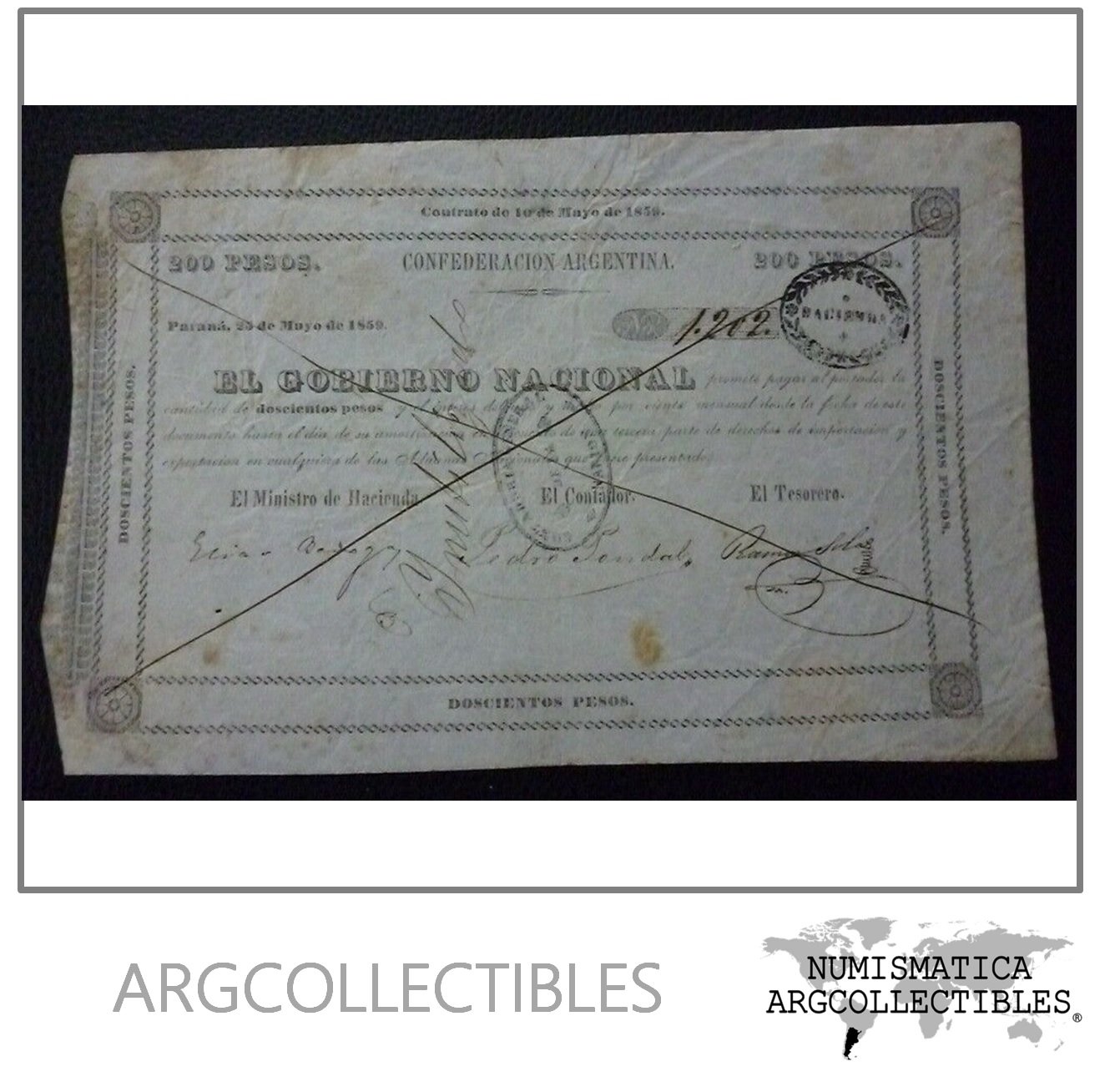 Argentina Billete 200 pesos, P.S205 VF + 1854 (Confederacion)