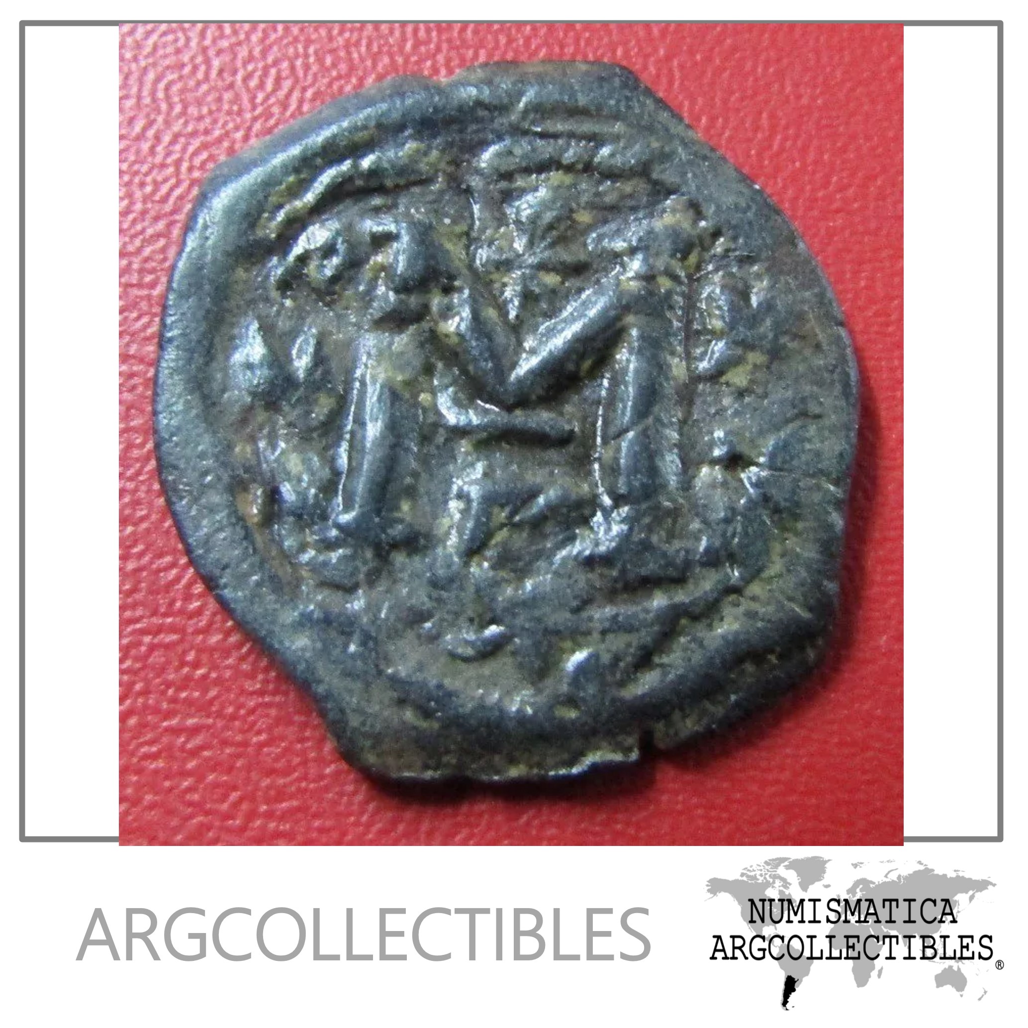 Bizantina Imperio Bizantino Moneda Heraclio Ae Follis 632- 636 DC BBB5