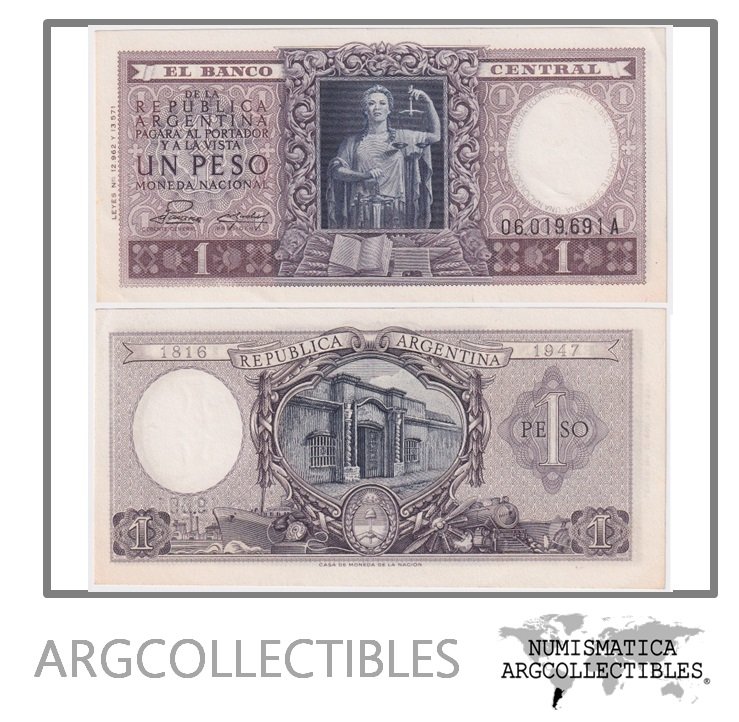 Argentina Billete 1 Peso 1952 P-260b/BOT-1909 AU (Serie A)