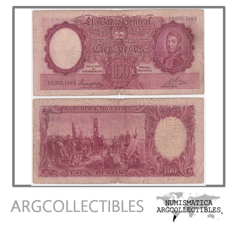 Argentina Billete 100 Pesos P-267b/BOT-2034 F 1947 Serie A