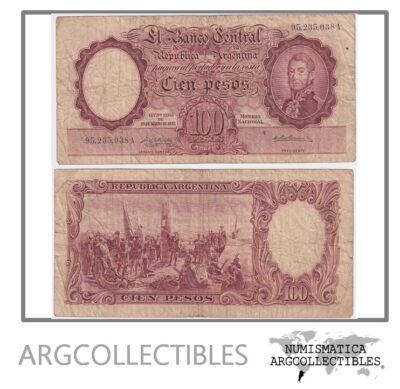 Argentina Billete 100 Pesos P-267b-BOT-2048 F+ 1957 Serie A