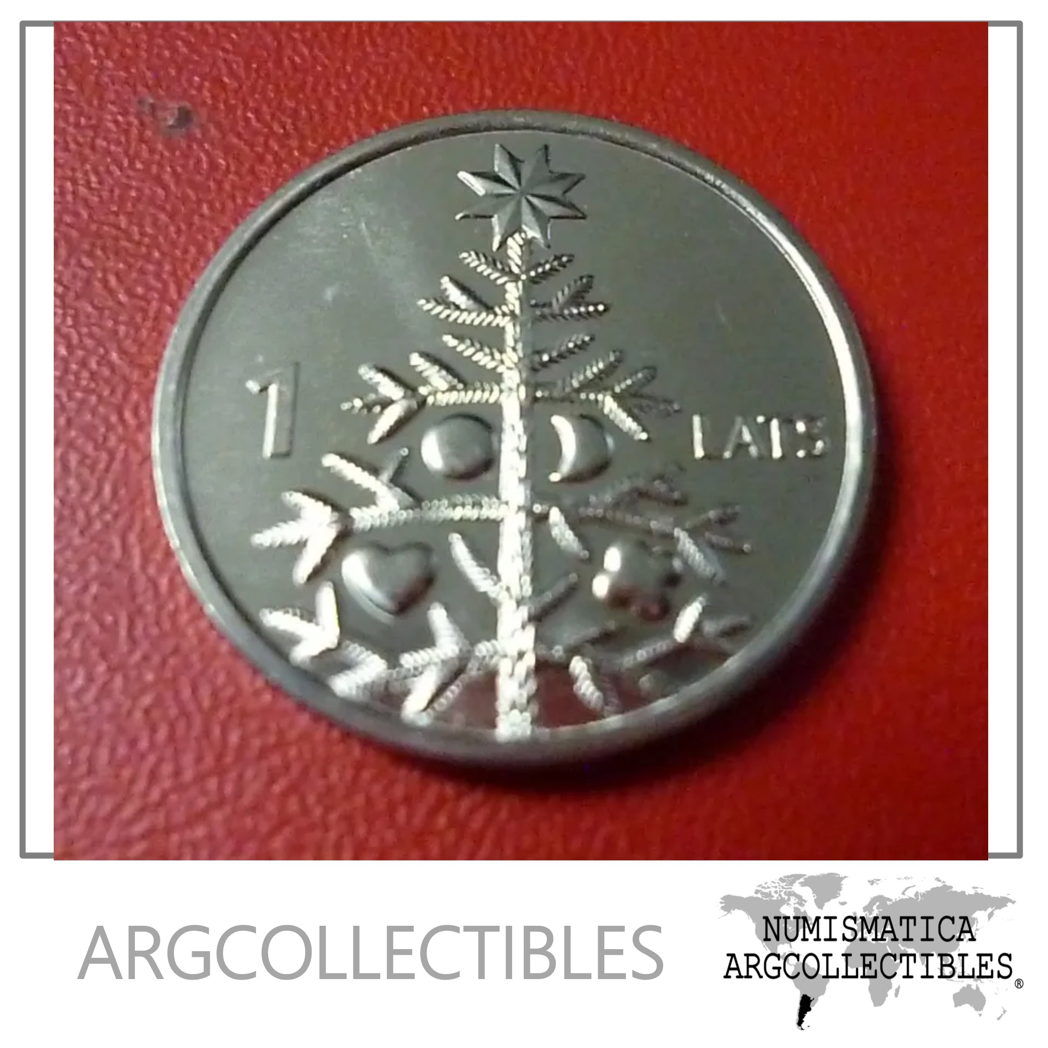 Letonia Moneda Arbol De Navidad 1 Lats 2009 Condicion Unc