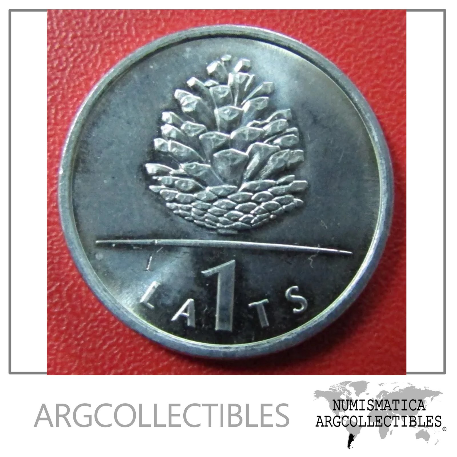 Letonia Moneda 1 Lats 2006 Semilla De Pino Condicion Unc