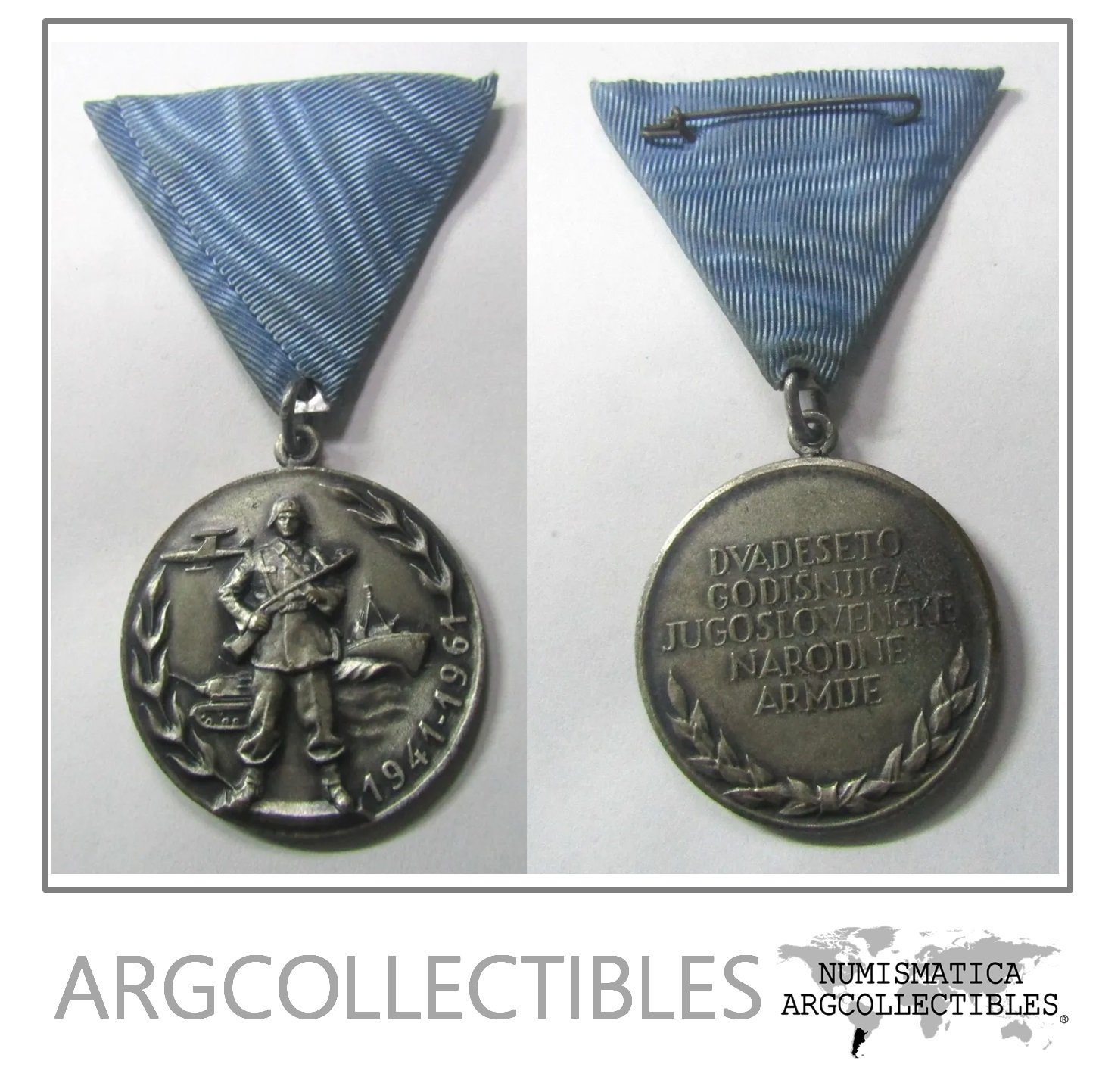 Yugoslavia 1961 Medalla 20 Aniversario 2 Guerra Mundial Excombatiente