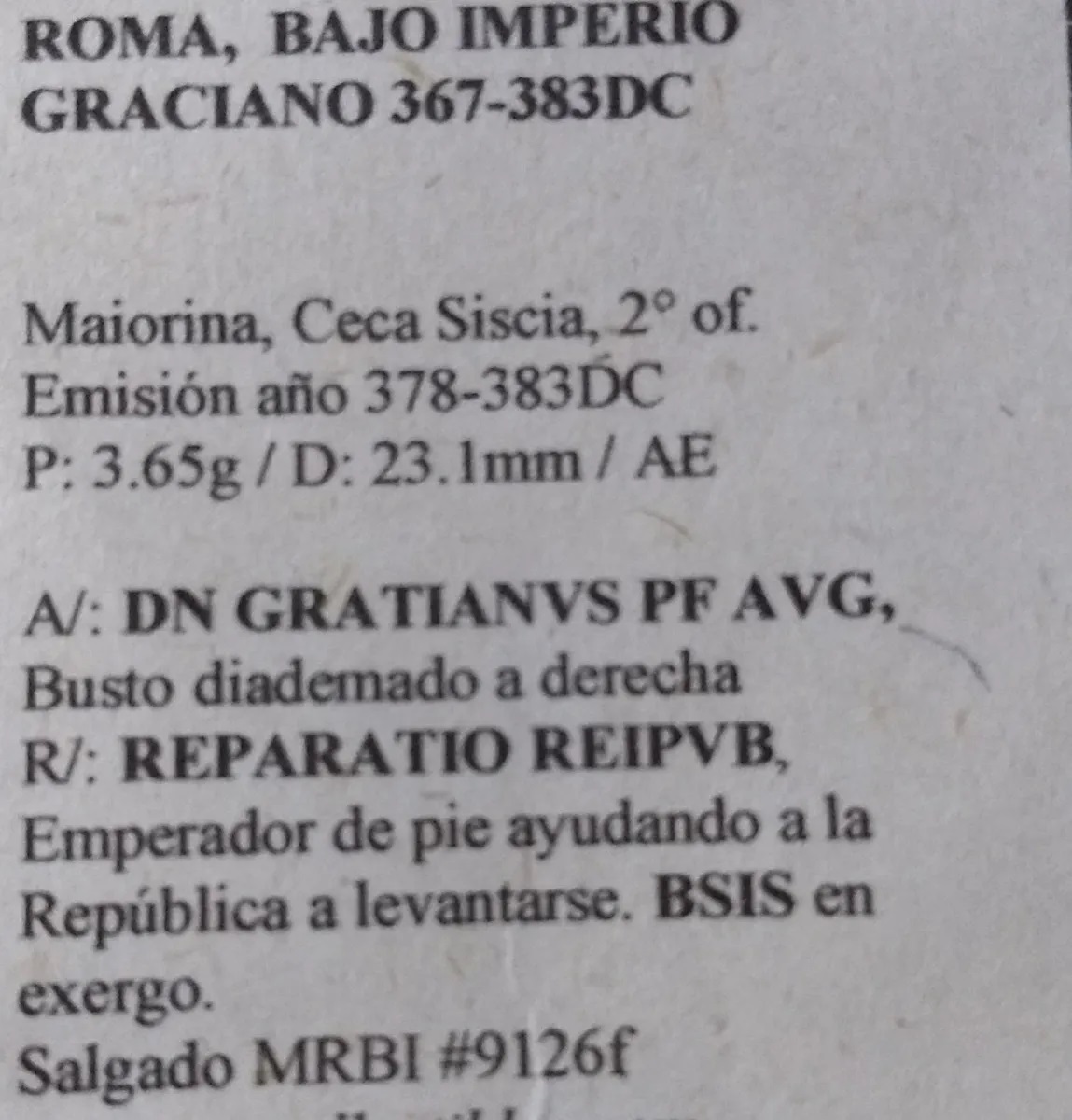 Roma Moneda Maiorina Año 378 Dc Ceca Siscia Emperador Graciano Aaa3 - Imagen 3