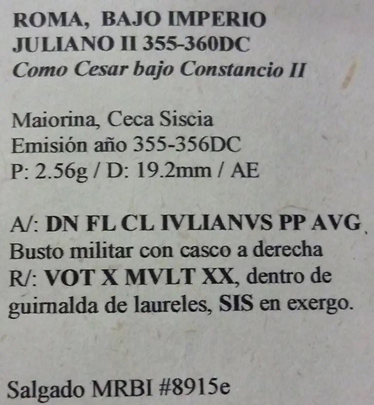 Roma Moneda Maiorina Año 355 Dc Ceca Siscia Juliano Ii Como Cesar Aa81 - Imagen 3