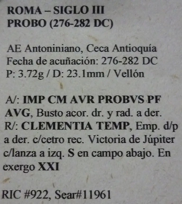 Imperio Romano Moneda Ae Antoniniano Antioquia 276 Dc Emperador Probo A108 - Imagen 3