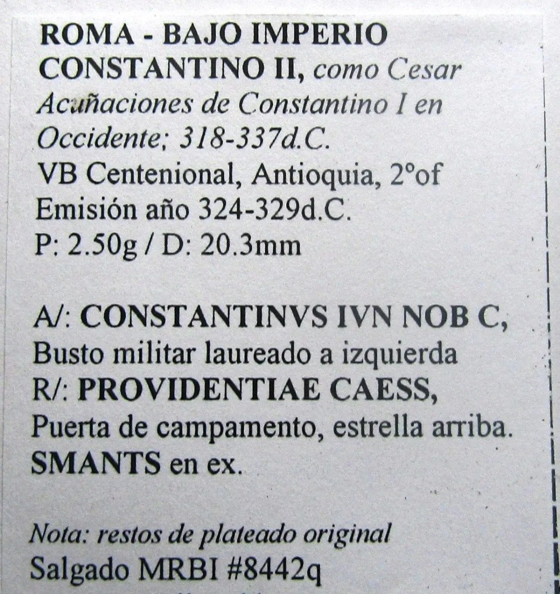 Roma Moneda Ae Centenional De Constantino Ii Como César Ceca Antioquía Año 324/29 Dc F02 - Imagen 3