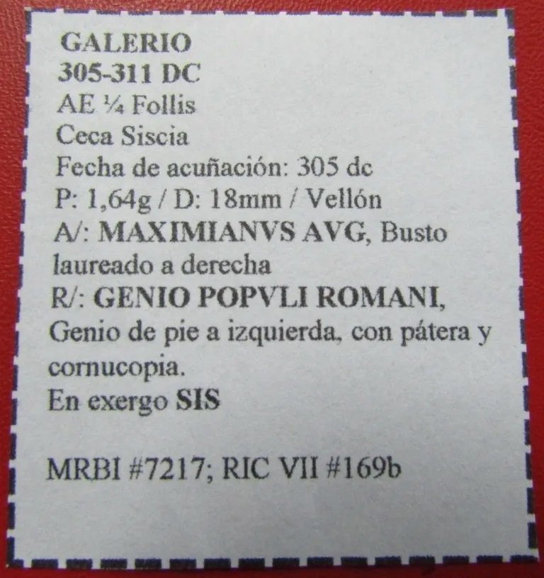 Roma Moneda ¼ Follis Siscia 305 Dc Emperador Galerio Bb72 - Imagen 3