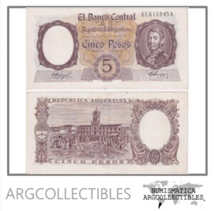 Argentina Billete 5 Pesos 1960 P-275a/BOT-1919 XF+ (Serie A)