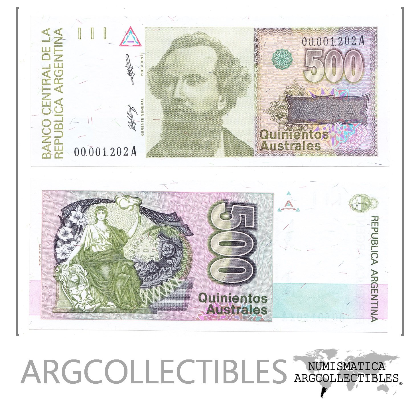 ARGENTINA Billete 500 Australes 1988 P-328a/BOT-2849 UNC Numero Bajo