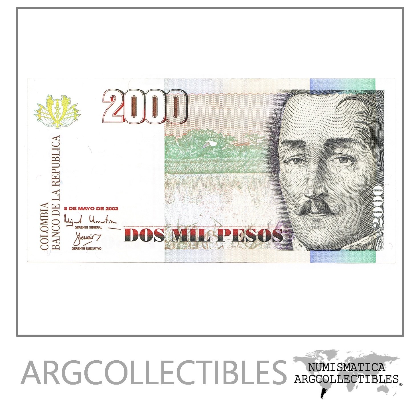 Colombia Billete 2000 Pesos, Pick 451e, XF+, 2002 (08/05)
