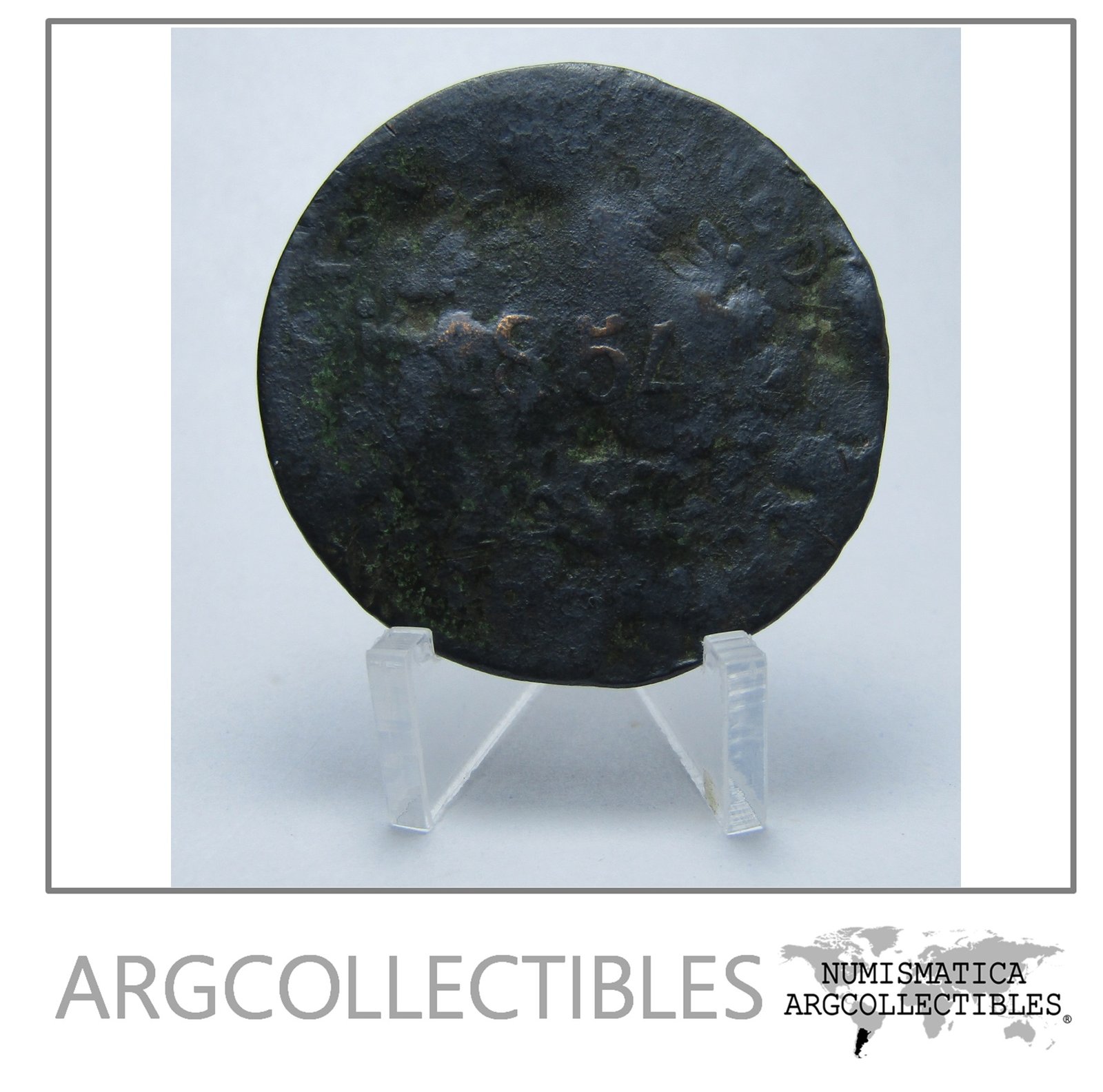 Argentina (BSAS) Moneda 2 Reales Cobre Año 1854 Km-9 F-