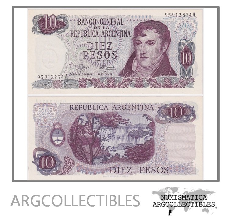Argentina Billete 10 Pesos P-289/BOT-2342 UNC 1972 Serie A