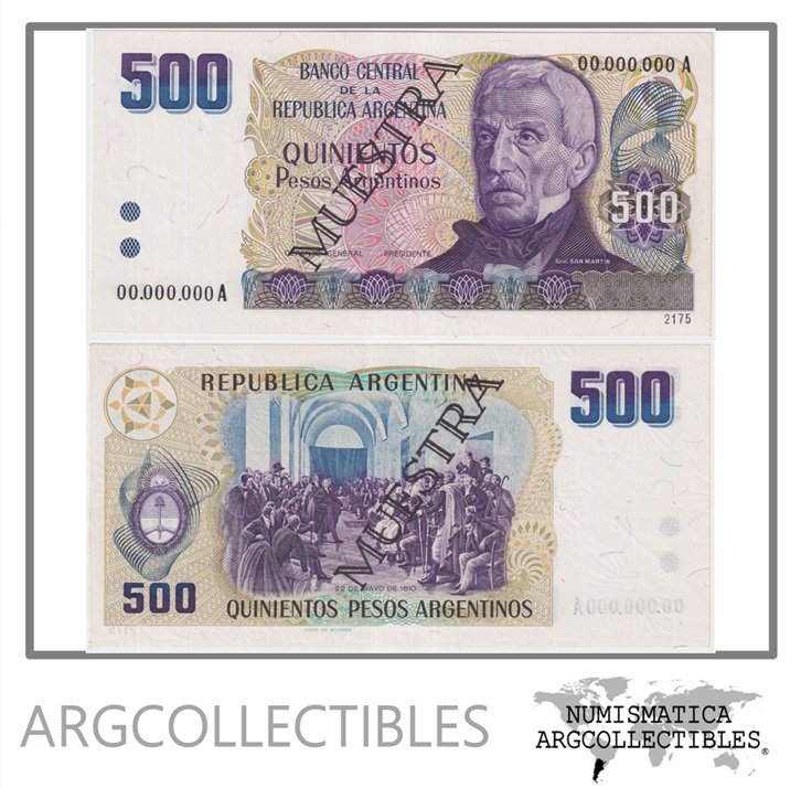 ARGENTINA Billete 500 Pesos Argentinos, Pick 316 UNC 1984 (Especimen)