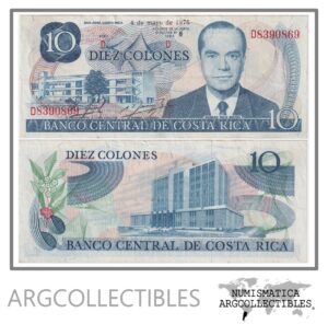 Costa Rica Billete 10 Colones, Pick 237a XF 1976