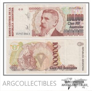 ARGENTINA Billete 100.000 Australes 1990 P-336/BOT-2891 VF (SERIE A)