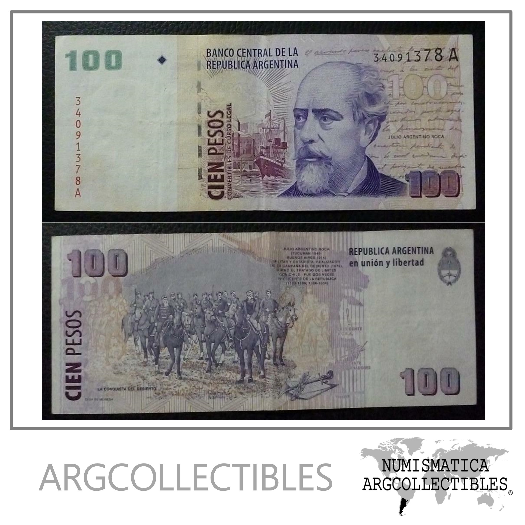 Argentina Billete 100 pesos P-351 / BOT-3702 XF 2000 Serie A