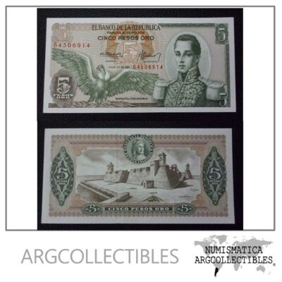 Colombia Billete 5 Pesos Oro, Pick 406c UNC 1971