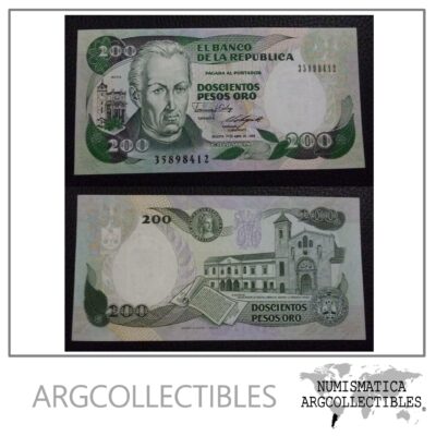 Colombia Billete 200 Pesos Oro, Pick 429d UNC 1989