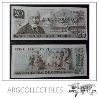 Costa Rica Billete 20 Colones, Pick 238b UNC 1977