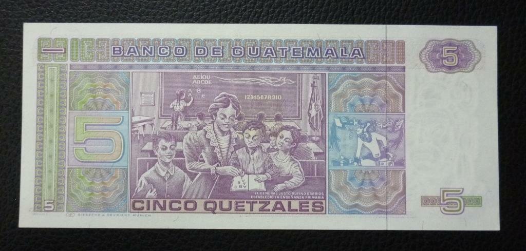 GUATEMALA Billete 5 Quetzales, Pick 67 UNC 1987 - Imagen 2