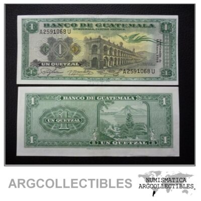 GUATEMALA Billete 1 Quetzal, Pick 52b AU 1965