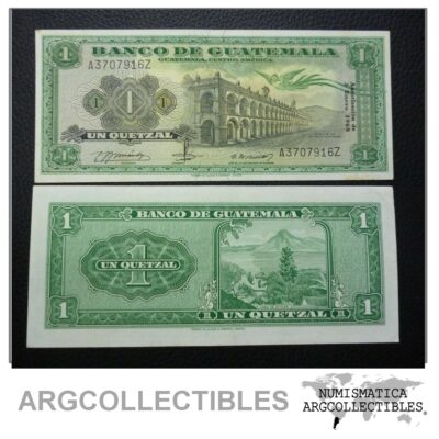 GUATEMALA Billete 1 Quetzal, Pick 52e AU- 1968