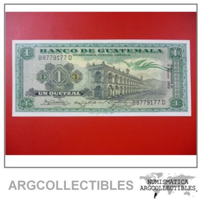 GUATEMALA Billete 1 Quetzal PICK 52i AU- 1972