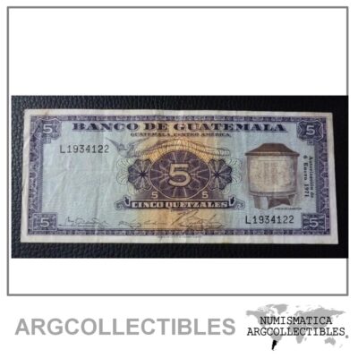 GUATEMALA Billete 5 Quetzales, Pick 53h VF 1971