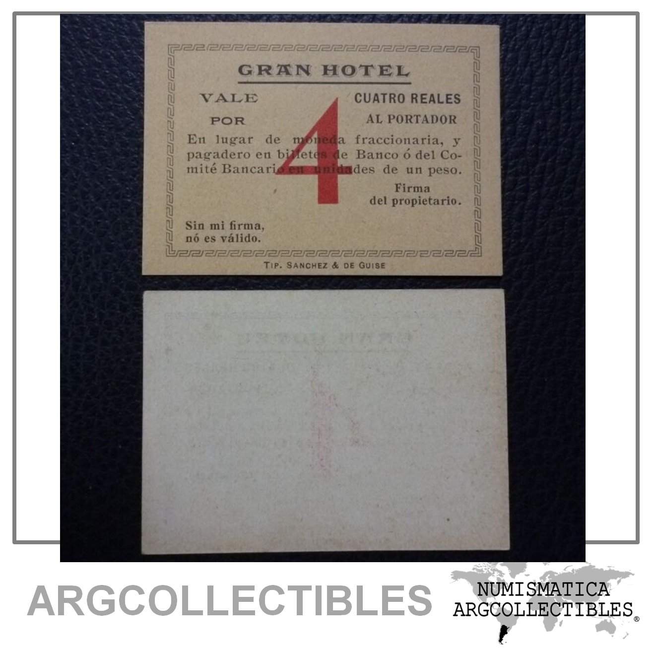 GUATEMALA VOUCHER 4 Reales, UNC (Gran Hotel)