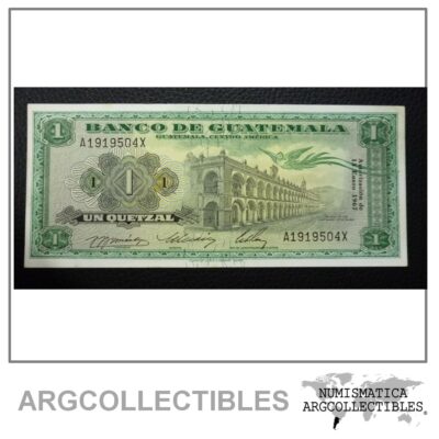 GUATEMALA Billete 1 Quetzal, Pick 52d AU 1967