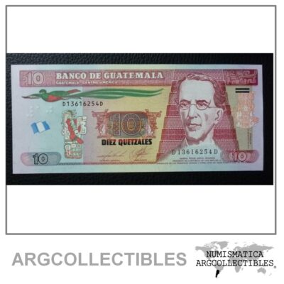 GUATEMALA Billete 10 Quetzales, Pick 125 UNC 2013