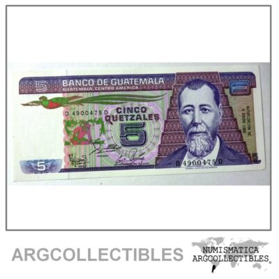 GUATEMALA Billete 5 Quetzales, Pick 67 UNC 1988