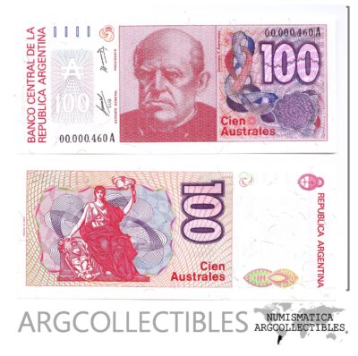 ARGENTINA Billete 100 Australes 1985 P-327a/BOT-2835 UNC (SERIE A) Numero Bajo