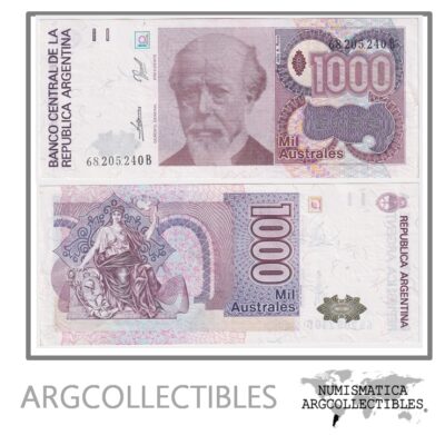 ARGENTINA Billete 1000 Australes, P-329c Bot-2858a UNC 1989 (Series B)