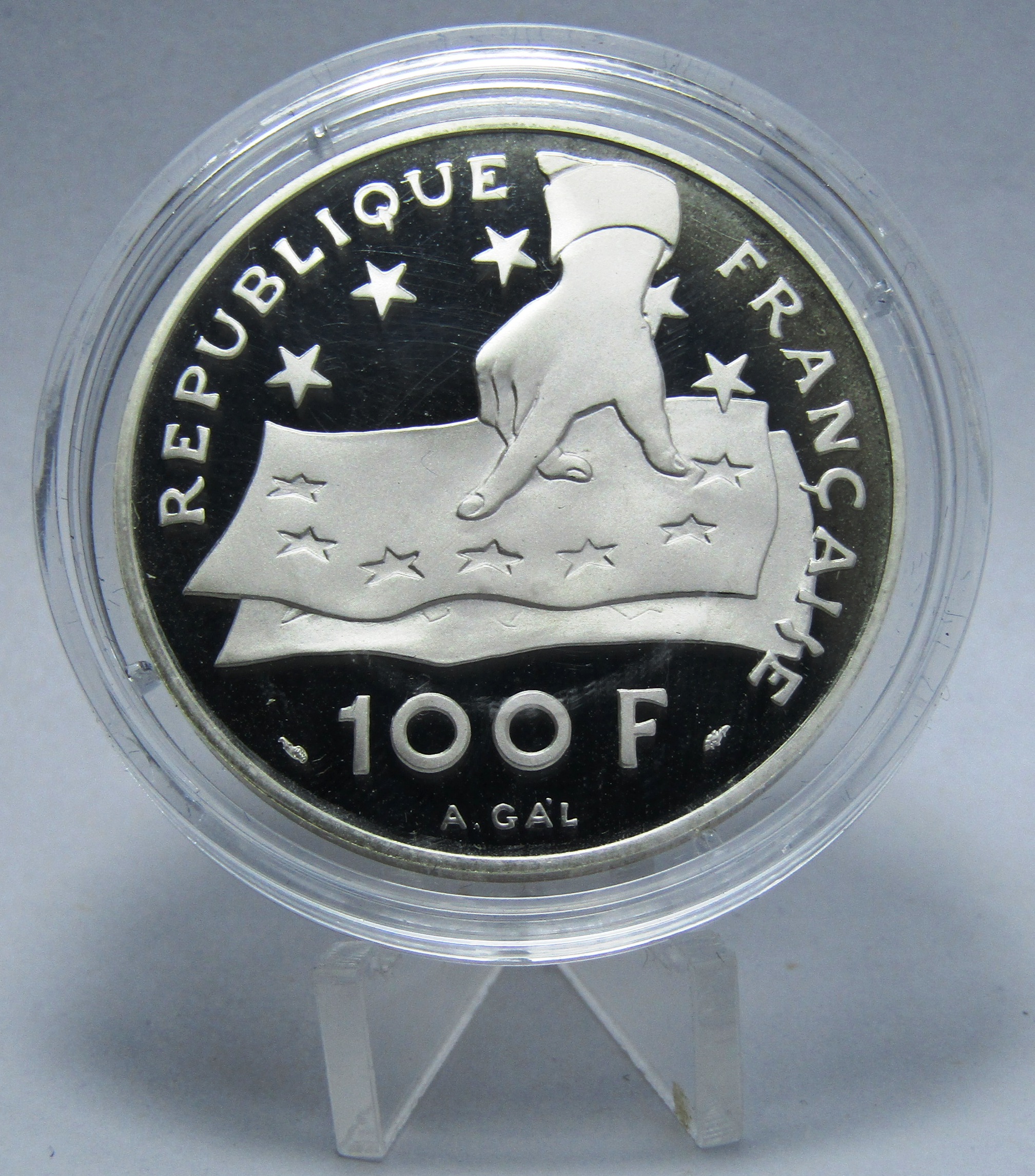 Francia Moneda 15 Ecu Plata 1991 Descartes KM-989 Proof - Imagen 2