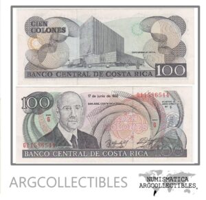 Costa Rica Billete 100 COLONES PICK 258 UNC 1992 - Series G