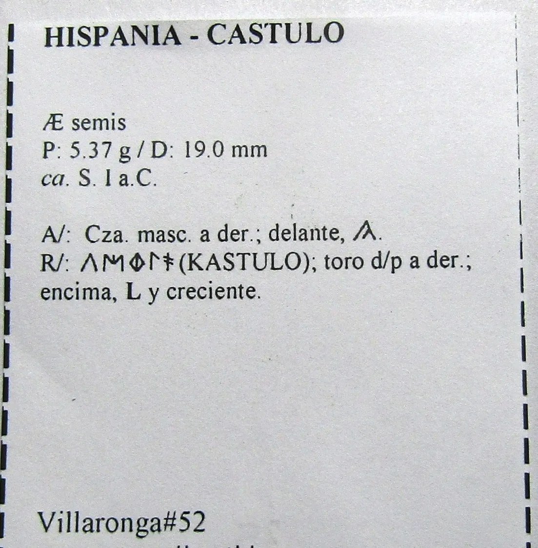 Roma Hispania Moneda Castulo Semis Bronce Siglo I Ac Z02 - Imagen 3