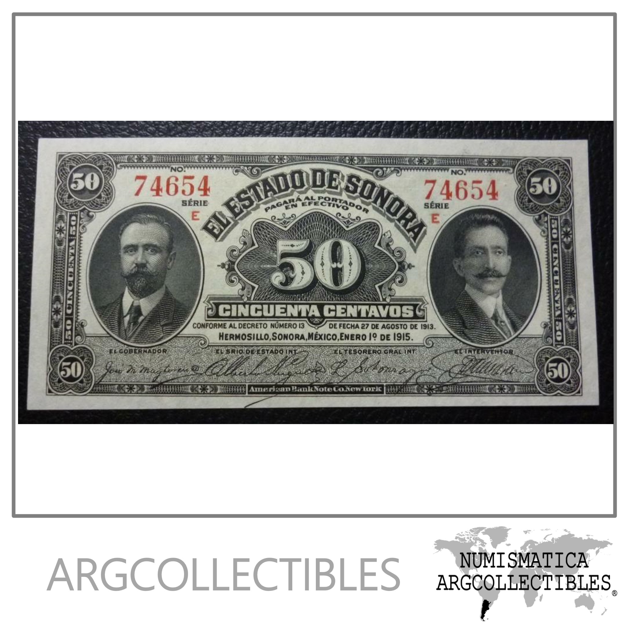 MEXICO Billete 50 Centavos, Pick S1070 UNC 1915 (Sonora)