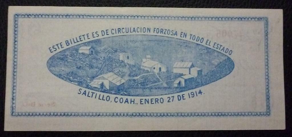 MEXICO Billete 1 Peso, P.S645 UNC 1914 (Coahuila) - Imagen 2