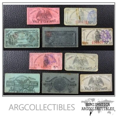 MEXICO SET x 5 Billete 5, 10 & 20 Centavos, 1915(?) (Emergencia)