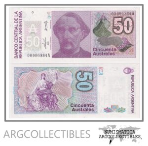Argentina Billete 50 Australes 1986 P-326/BOT-2827 UNC (SERIE A) (Numero Bajo)