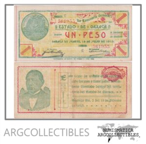 MEXICO Billete 1 Peso, P.S953a XF 1915 (Oaxaca)